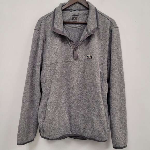 LL Bean Mens Outdoor Sweater Fleece Pullover Size XXL Gray Hiking Trails Cozy - Picture 1 of 8